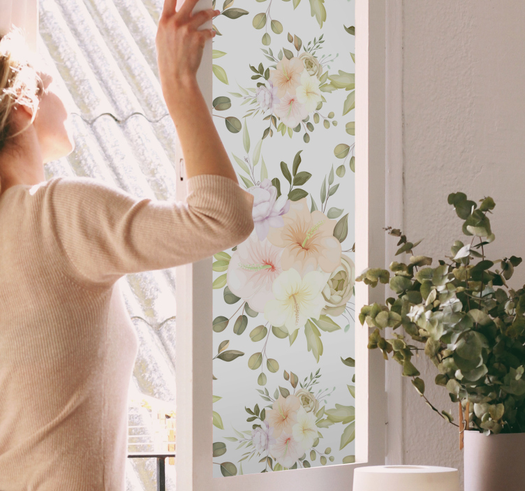 Pellicola privacy finestre motivo con fiori - TenStickers