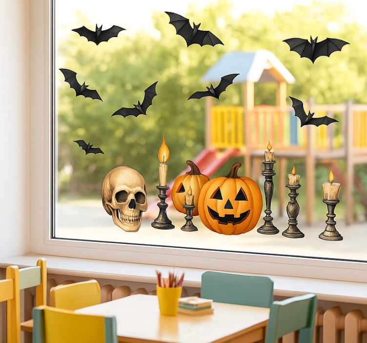 Adesivo per vetro diverse decorazioni di halloween - TenStickers