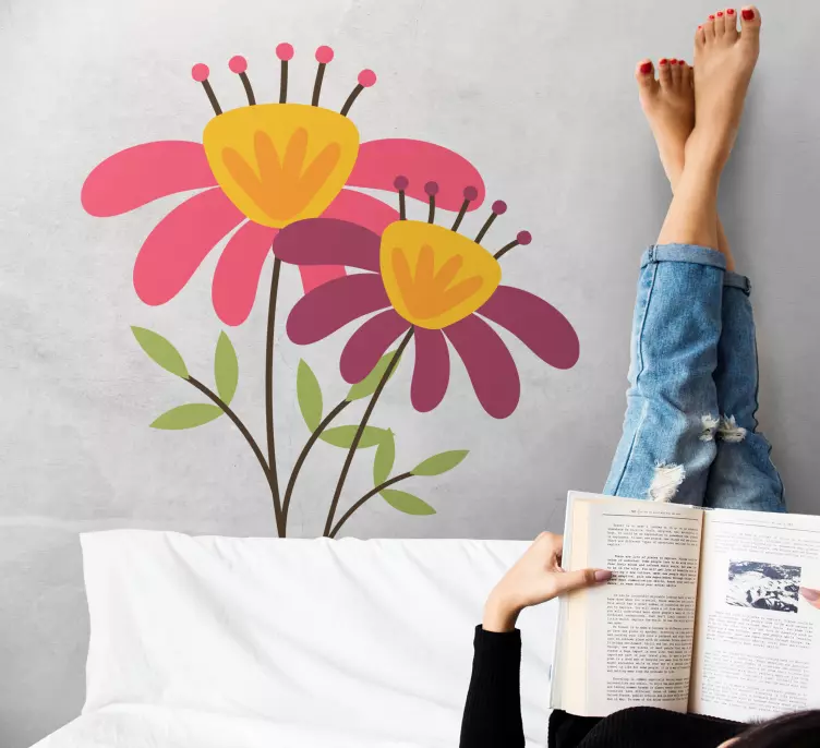 pellicola adesiva per vetri Mezzo fiori rosa - TenStickers