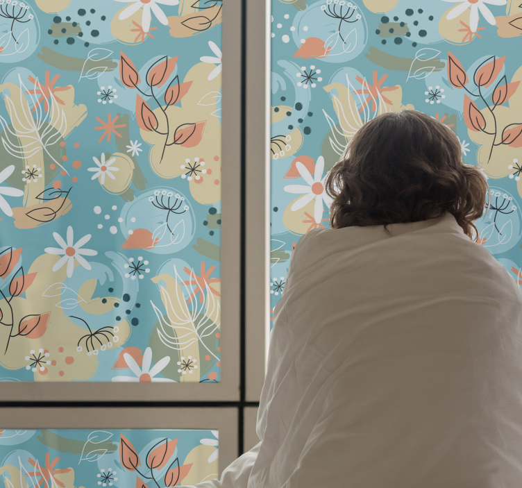 Pellicola privacy finestre sfondo floreale piatto astratto - TenStickers