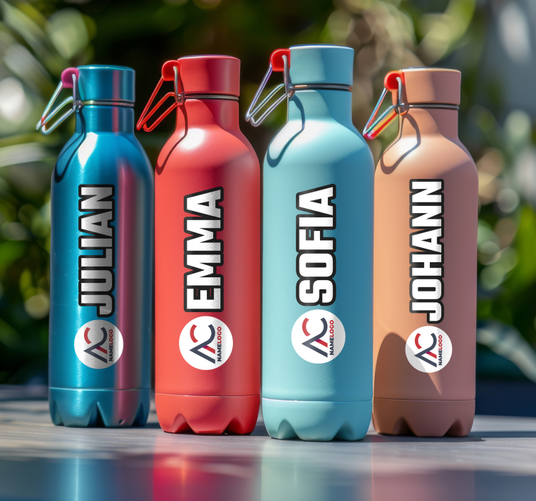 Adesivo personalizzabile bidon con nome e immagine - TenStickers
