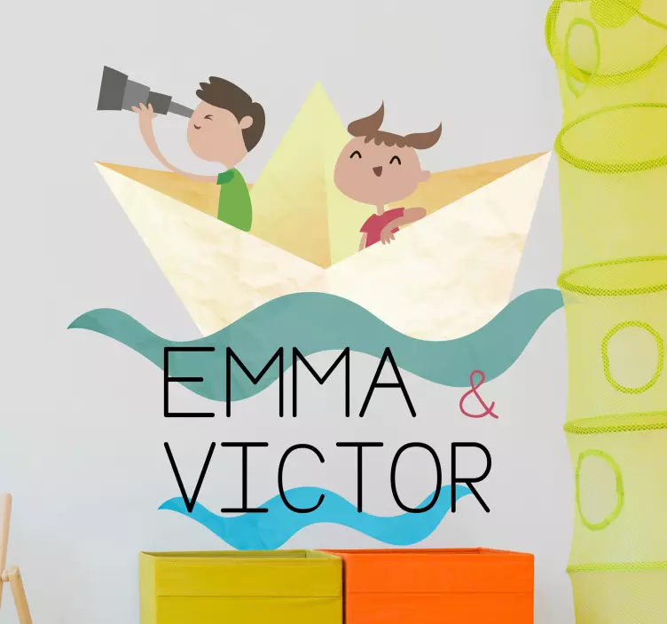 Adesivo con barca con nomi personalizzabili - TenStickers