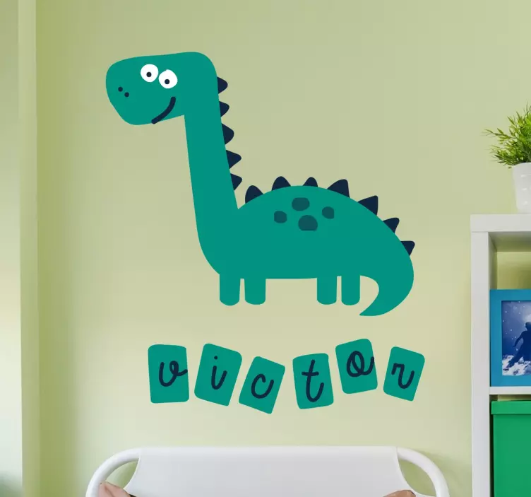 Adesivo personalizzabile per bambini dinosauro - TenStickers