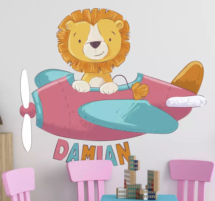 Adesivo personalizzato leone con nome - TenStickers