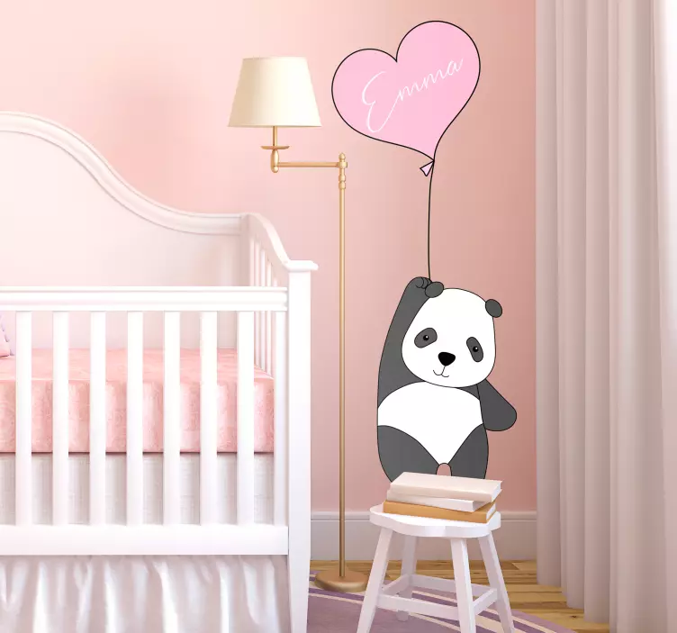 Adesivo con panda e nome personalizzabile - TenStickers