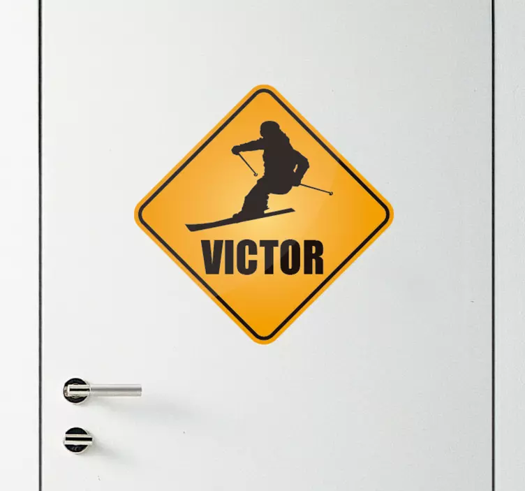 Adesivo personalizzato sci con nome - TenStickers