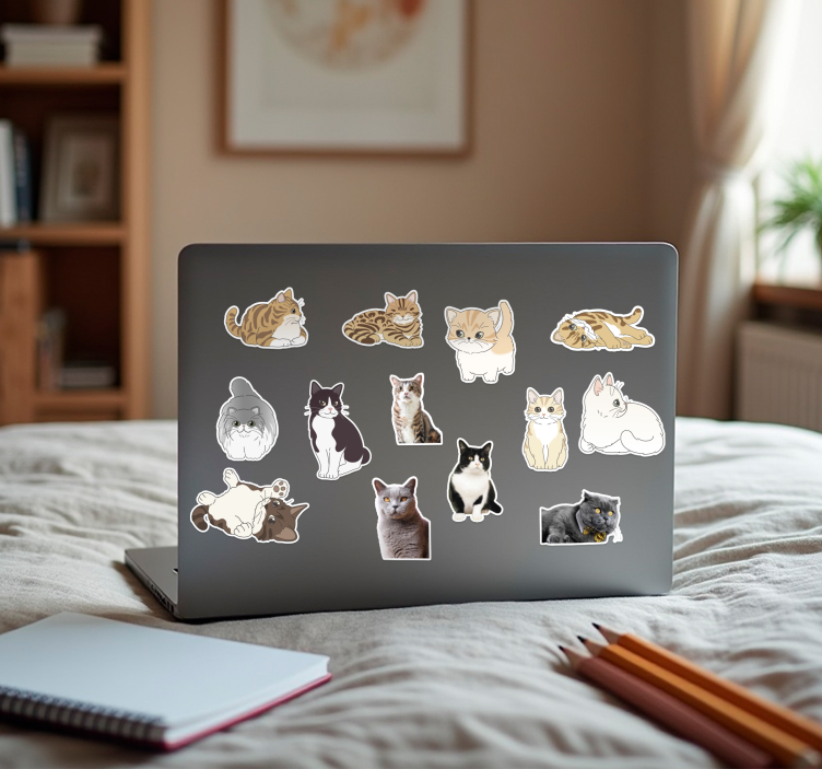 Adesivo per laptop set di adesivi di piccoli gatti - TenStickers