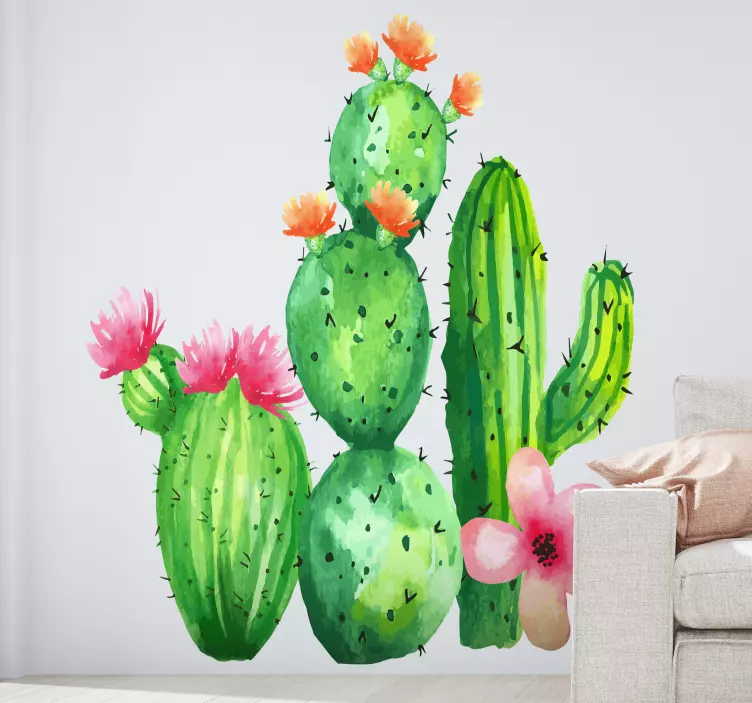 Adesivo pianta composizione floreale cactus - TenStickers