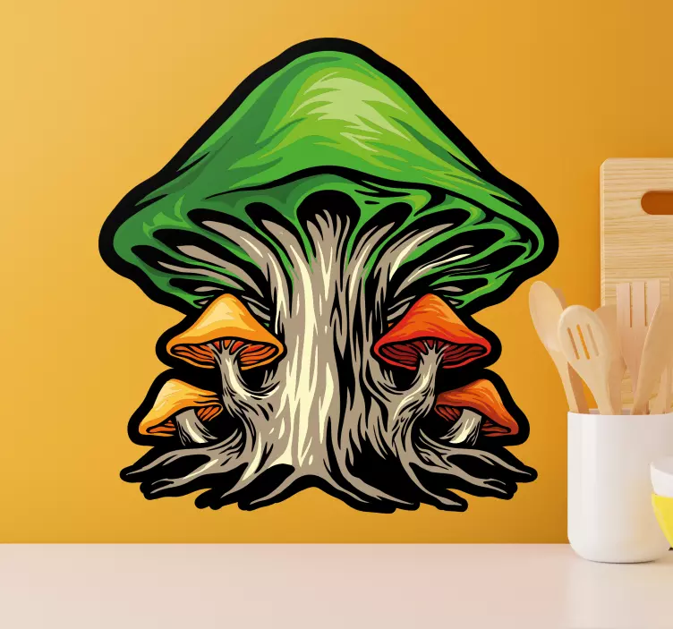 Adesivo pianta gruppo di funghi colorati - TenStickers