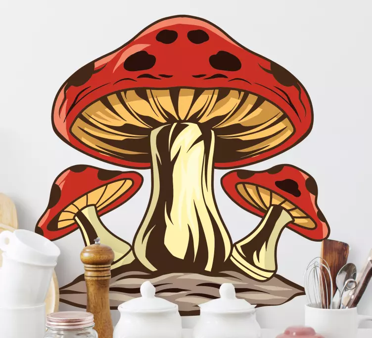 Adesivo pianta gruppo di funghi vibranti - TenStickers
