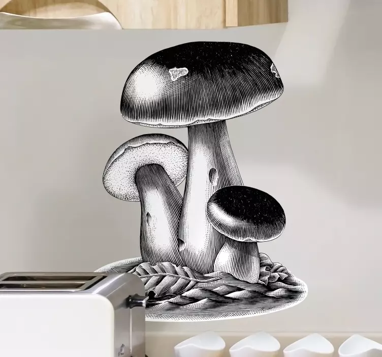 Adesivo pianta illustrazione dettagliata di funghi - TenStickers