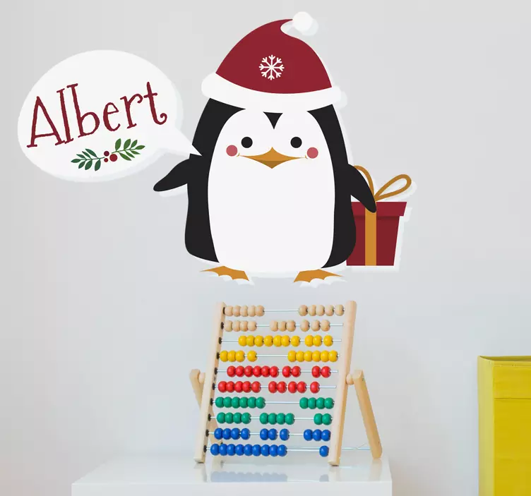 Adesivo pinguino di Natale personalizzabile - TenStickers