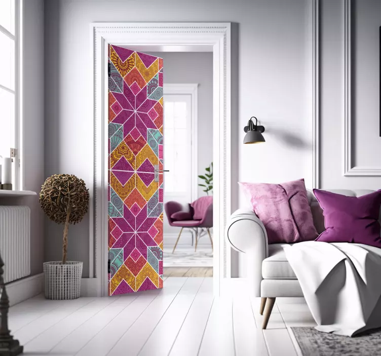 Adesivo per porta Mosaico paisley - TenStickers