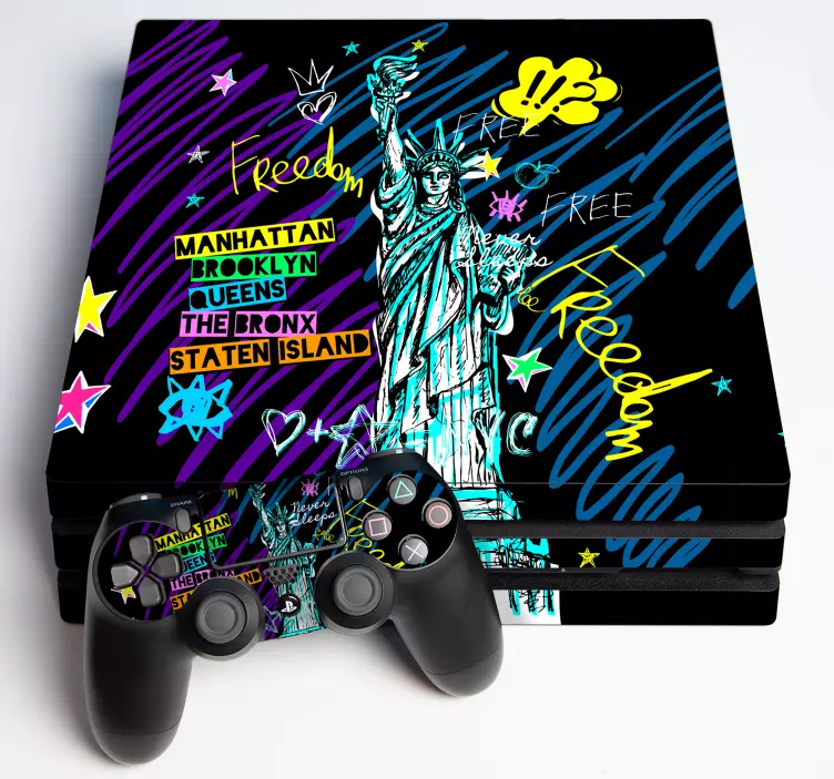 Adesivo ps4 design paesaggio urbano libero - TenStickers