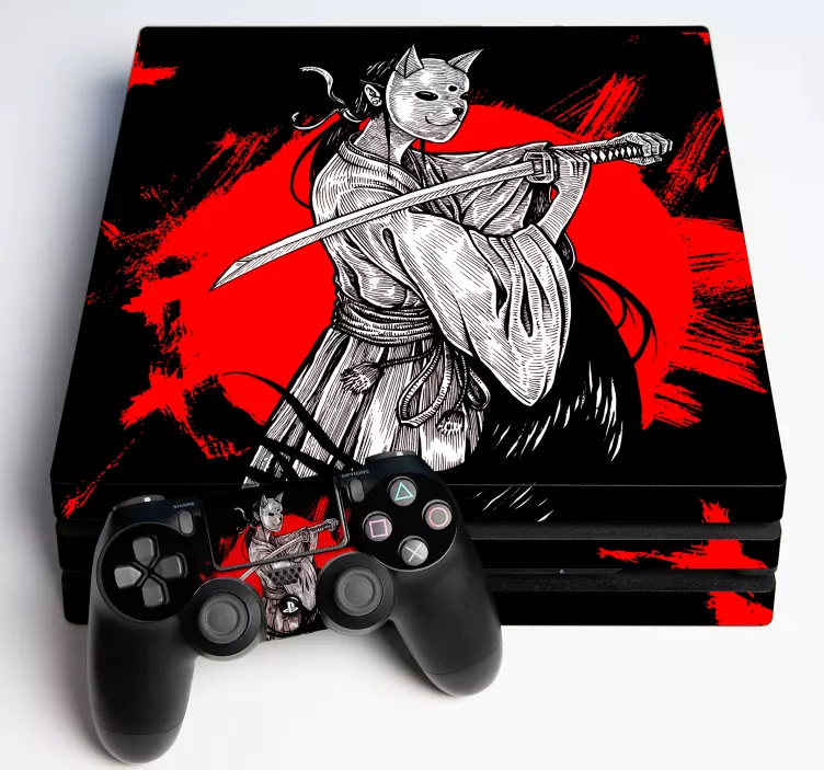 Adesivo ps4 personaggio gatto samurai - TenStickers