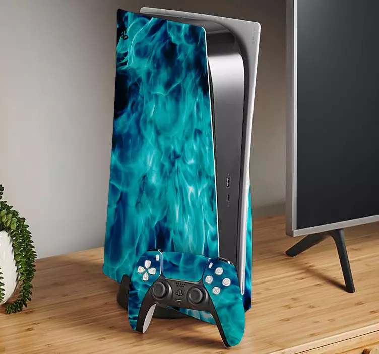 Adesivo ps5 fiamme blu mistiche - TenStickers
