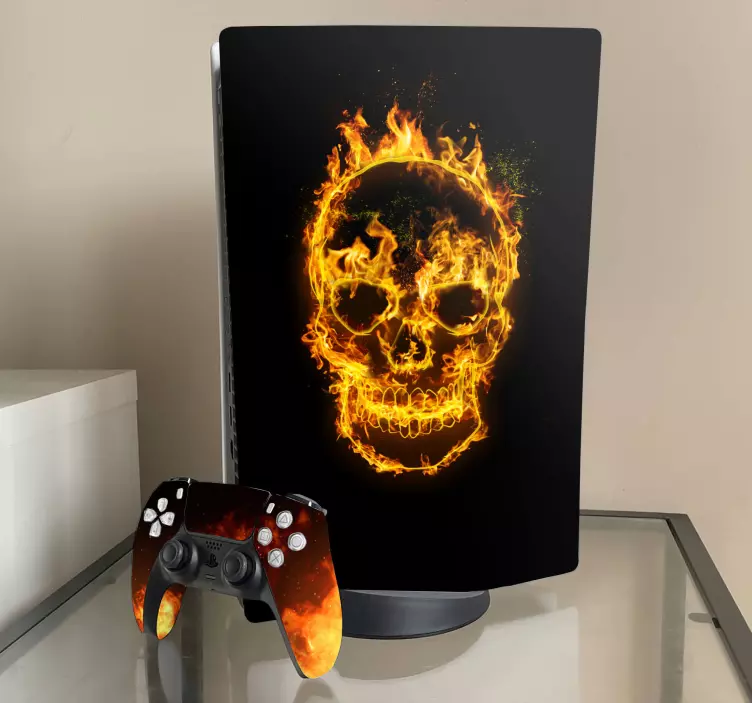 Adesivo ps5 illustrazione teschio infuocato - TenStickers