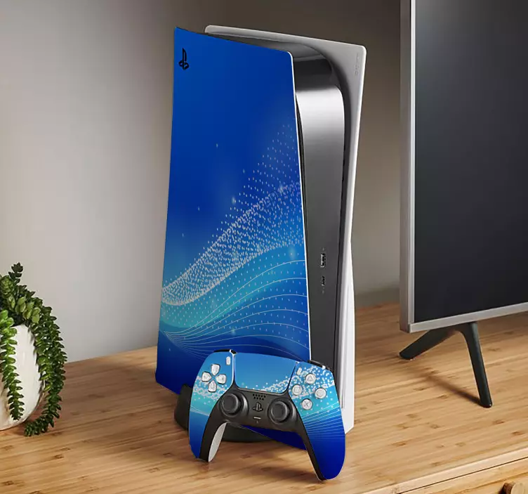 Adesivo ps5 motivi onde blu - TenStickers