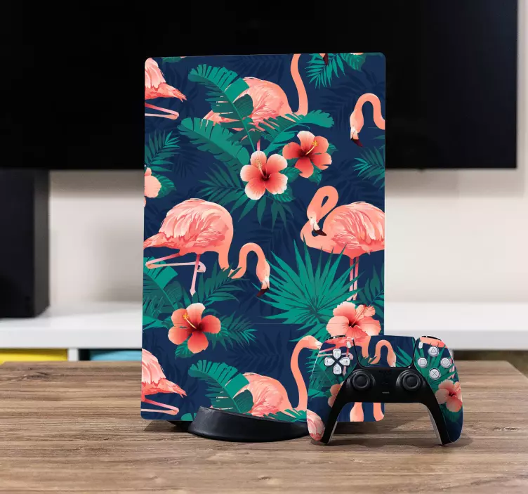 Adesivo Ps5 motivo tropicale fenicottero - TenStickers
