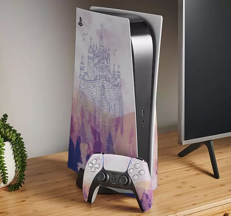 Adesivo ps5 tema fantasia castello - TenStickers