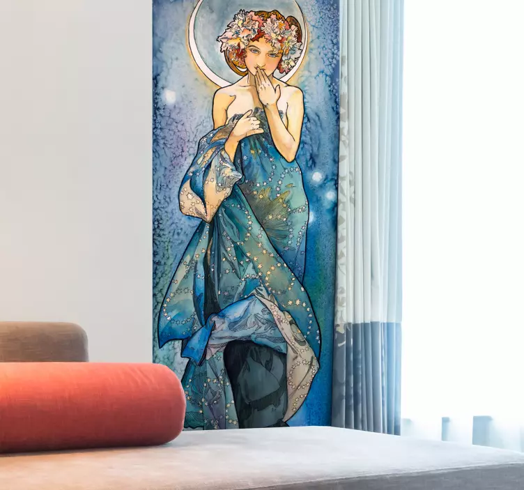 Adesivo quadro Alfons Mucha luna - TenStickers