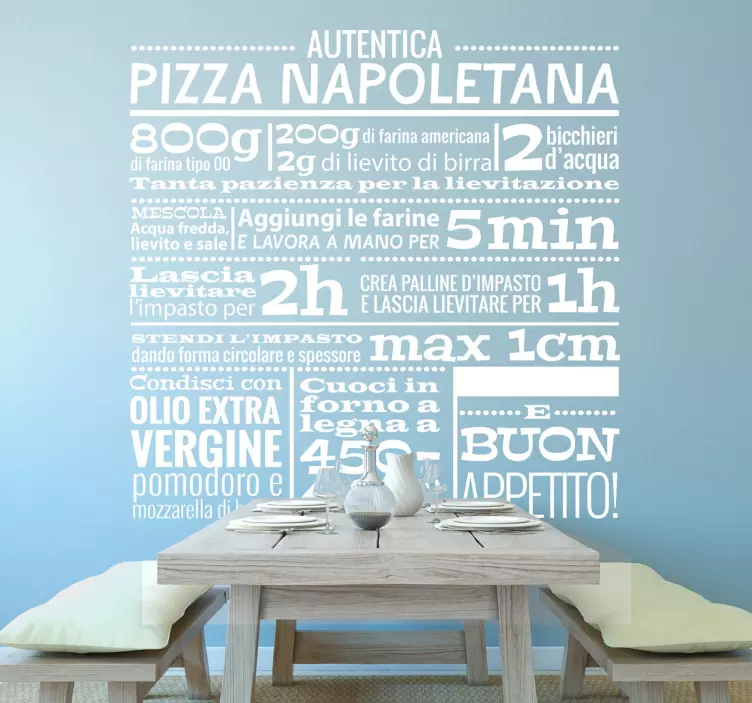 Adesivo Ricetta Pizza monocolore - TenStickers