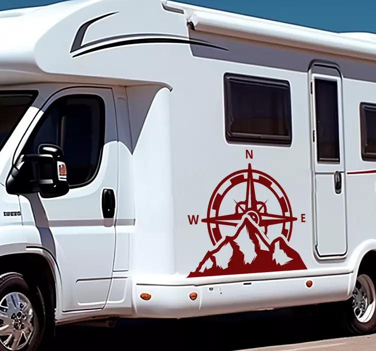 Adesivo per roulotte bussola e montagne - TenStickers