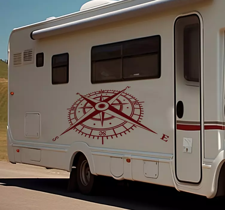 Adesivo per roulotte bussola in prospettiva - TenStickers