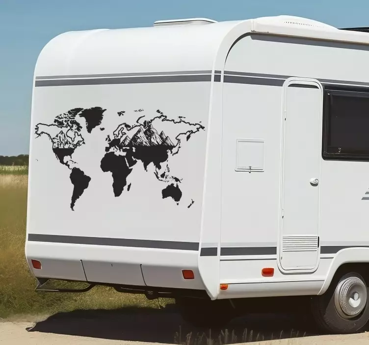 Adesivo camper mappamondo  con montagne - TenStickers
