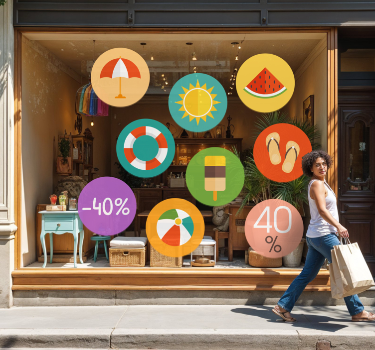 Adesivo saldi sconti estivi colorati - TenStickers