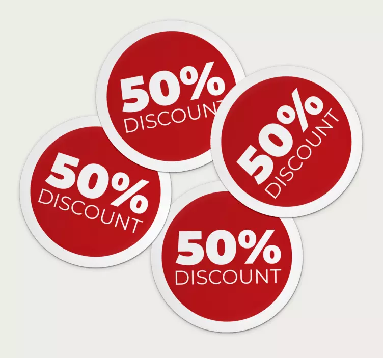 Adesivo saldi sconto circolare rosso in inglese - TenStickers