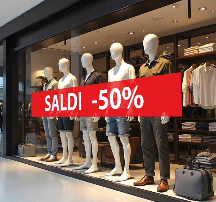 Vetrofania saldi sconto personalizzato - TenStickers