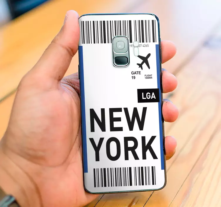 Adesivo Samsung biglietto aereo per new york - TenStickers