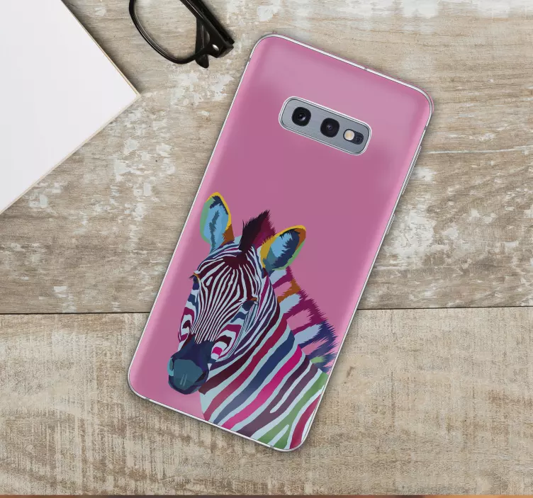 Adesivo samsung testa di zebra colorata - TenStickers