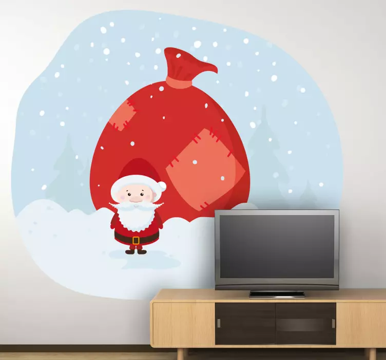 Adesivo scena festiva di babbo natale - TenStickers