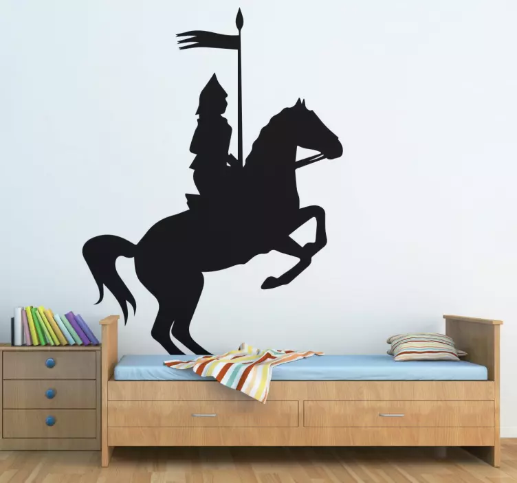 Adesivo silhouette cavaliere con il suo cavallo - TenStickers