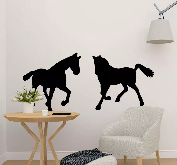 Adesivo silhouette di cavalli giocosi - TenStickers