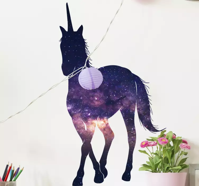 Adesivo silhouette di unicorno galattico - TenStickers