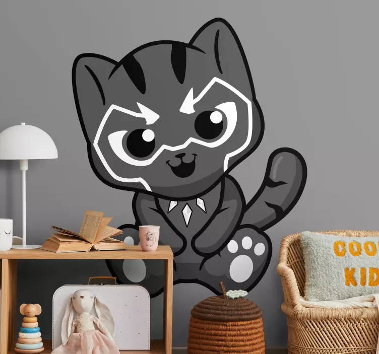 Adesivo simpatico gattino supereroe - TenStickers