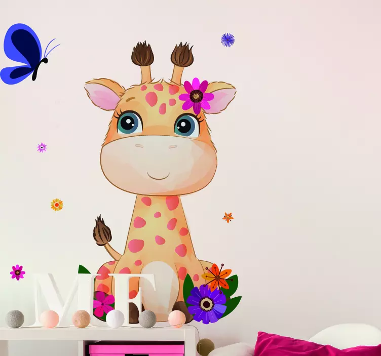 Adesivo simpatico personaggio giraffa - TenStickers