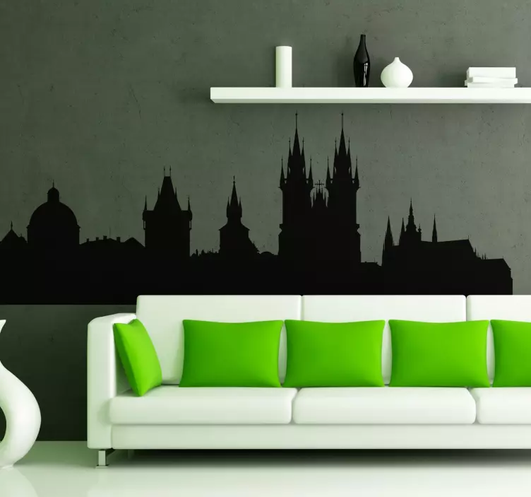 Adesivo skyline Praga monocolore - TenStickers