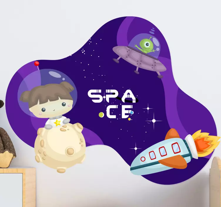 Adesivo spazio adorabile viaggio cosmico - TenStickers
