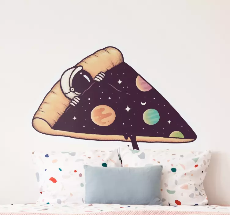 Adesivo spazio fetta di pizza astronauta - TenStickers