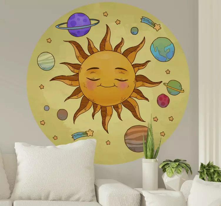 Adesivo spazio illustrazione del sole sorridente - TenStickers