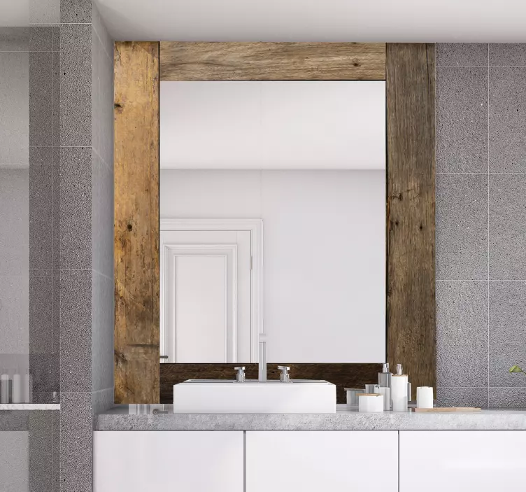 Stupendo adesivo specchio effetto legno antico - TenStickers