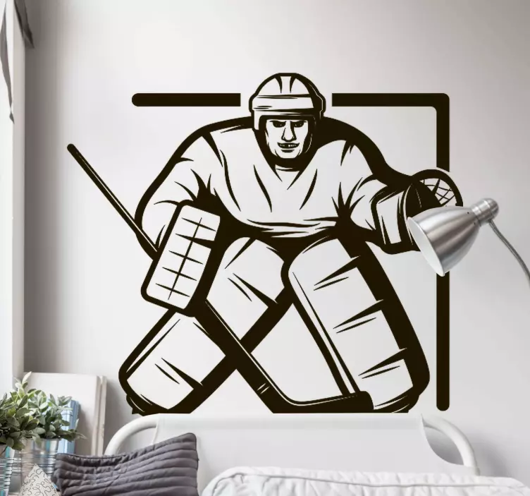 Adesivo sport azione del portiere di hockey - TenStickers