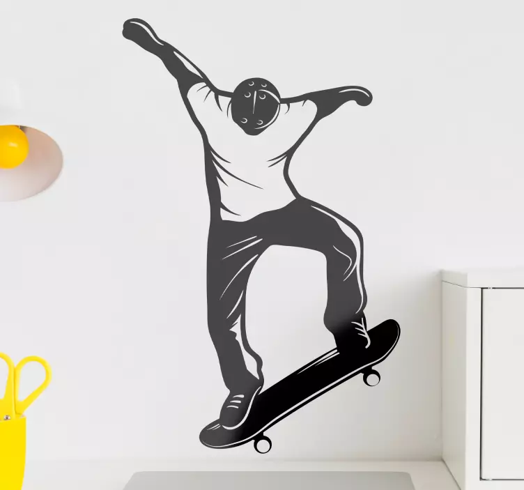 Adesivo sport estremo skateboarder che esegue trick - TenStickers