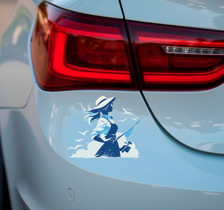 Adesivo sport ragazza che pesca - TenStickers