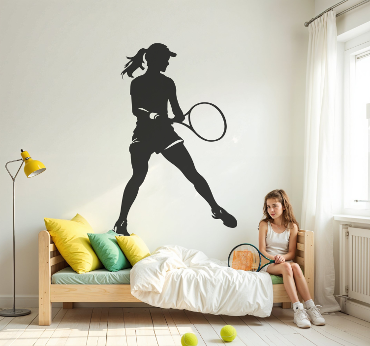 Adesivo sport silhouette di donna tennista - TenStickers