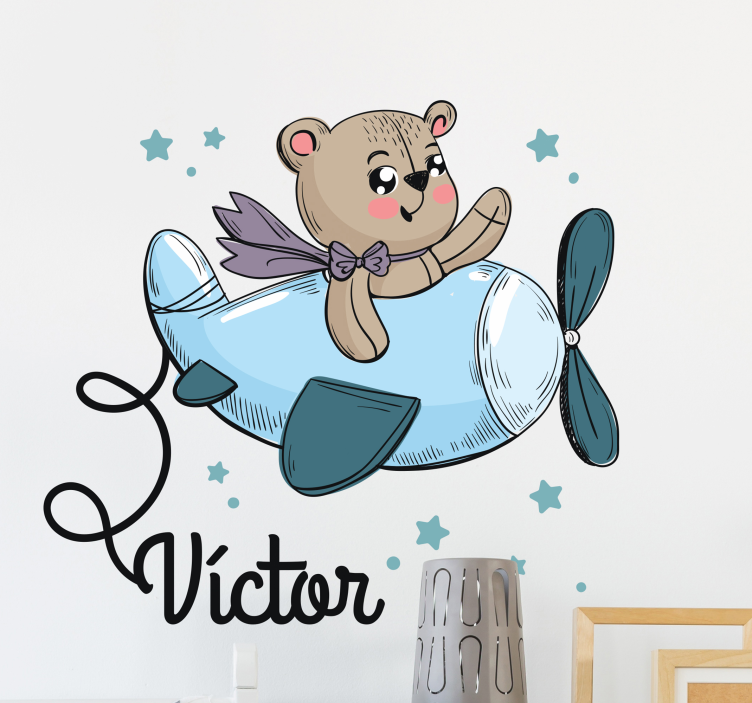 Adesivo murale bambini teddy bear e nome personalizzato - TenStickers
